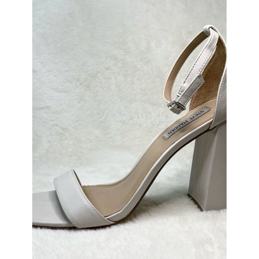 Steve Madden White Block Heel Sandals – Women’s Size 8.5 - Picture 2 of 6